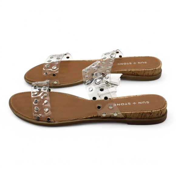 Sun Stone Womens Clear Comfort Translucent Studded Slip Resistant Easten Round T - Picture 6 of 9